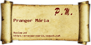Pranger Mária névjegykártya
