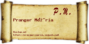 Pranger Mária névjegykártya